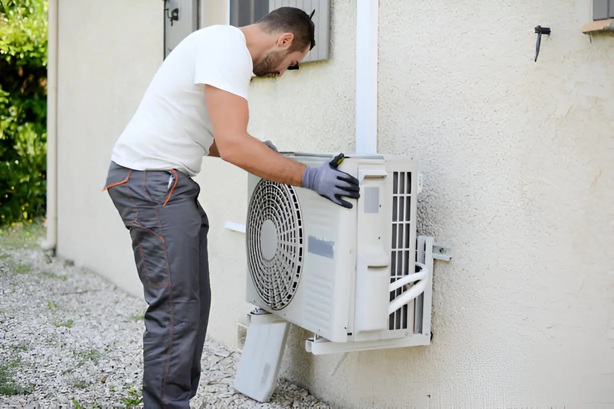 Home 13 Expert technician fixing air conditioner unit for home in Palmetto